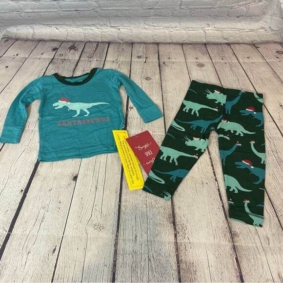 Kickee Pants Christmas Santasaurus Pajama Bamboo Set - Picture 1 of 7